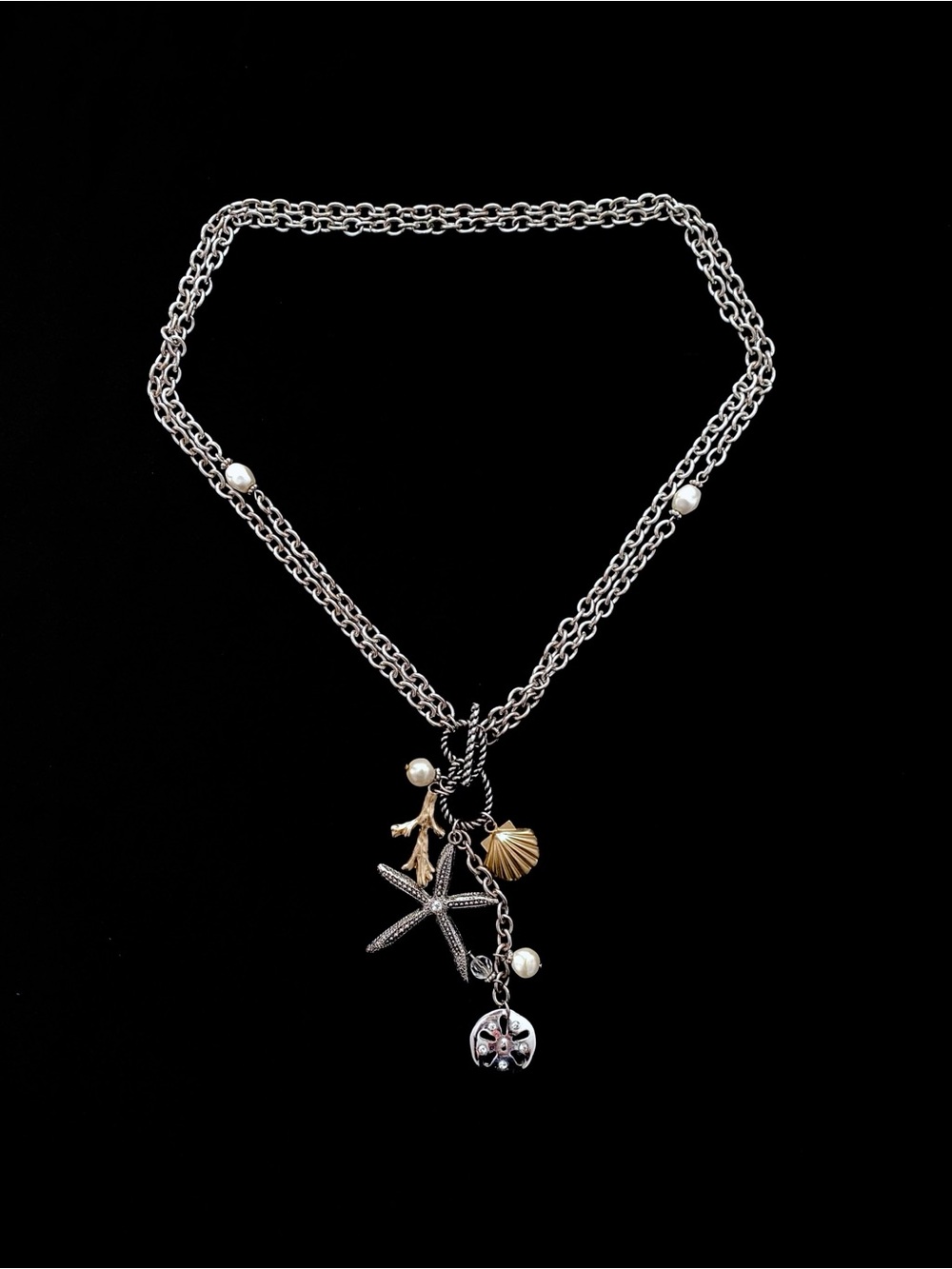 Seaside Charm Multi-Chain Necklace - Silver & Gold